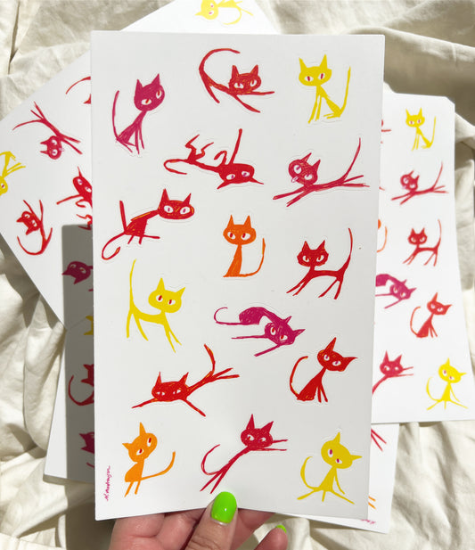 Pink Cats Sticker Sheet