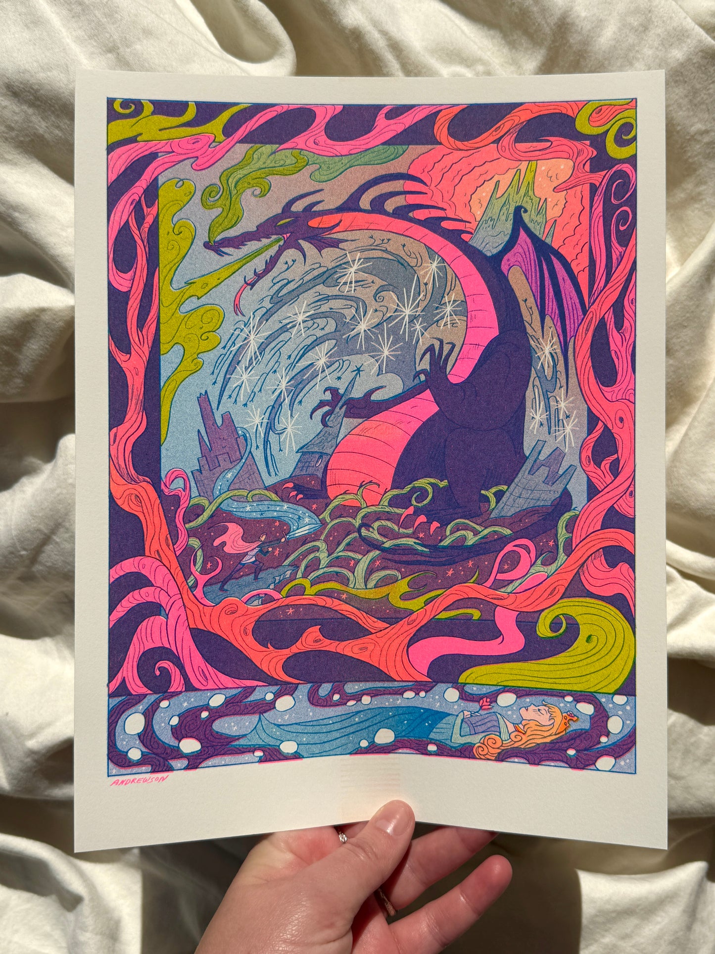 Fateful Prophecy ~ Small Sleeping Beauty Riso Print