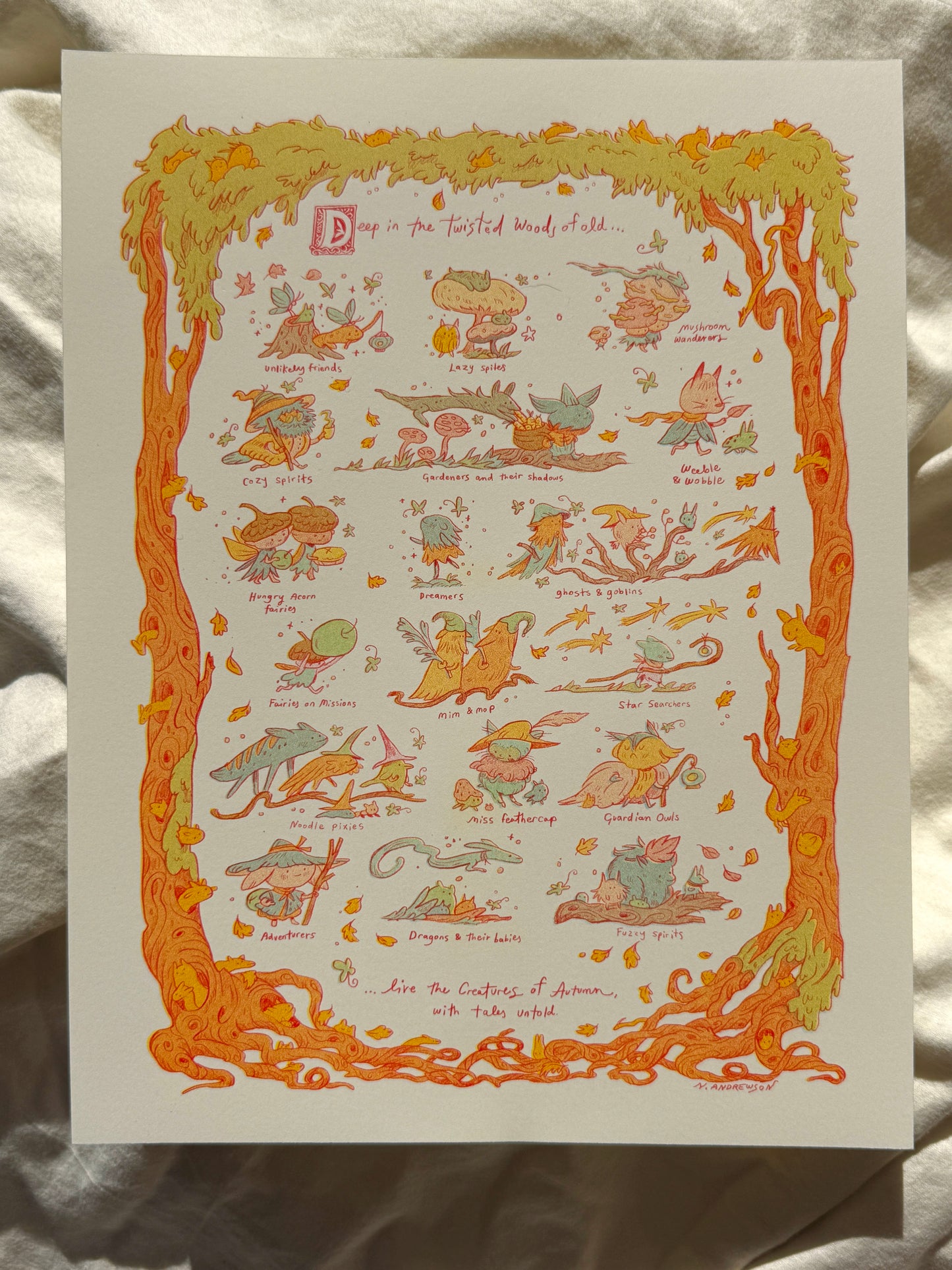 The Creatures of Autumn Riso Print