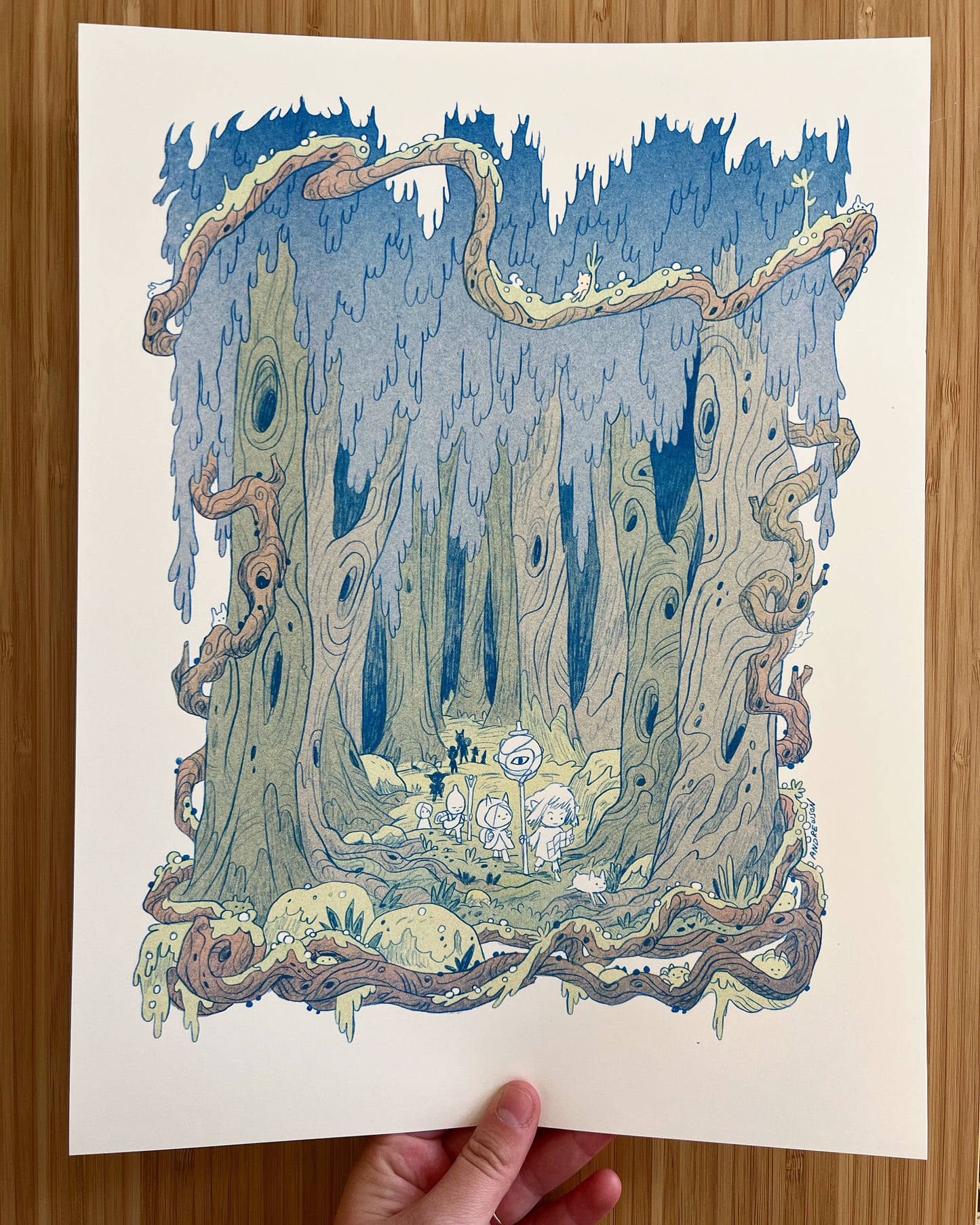 Crooked Woods Large Riso Print