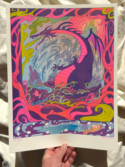 Fateful Prophecy ~ Sleeping Beauty Riso Print ~ Large Version