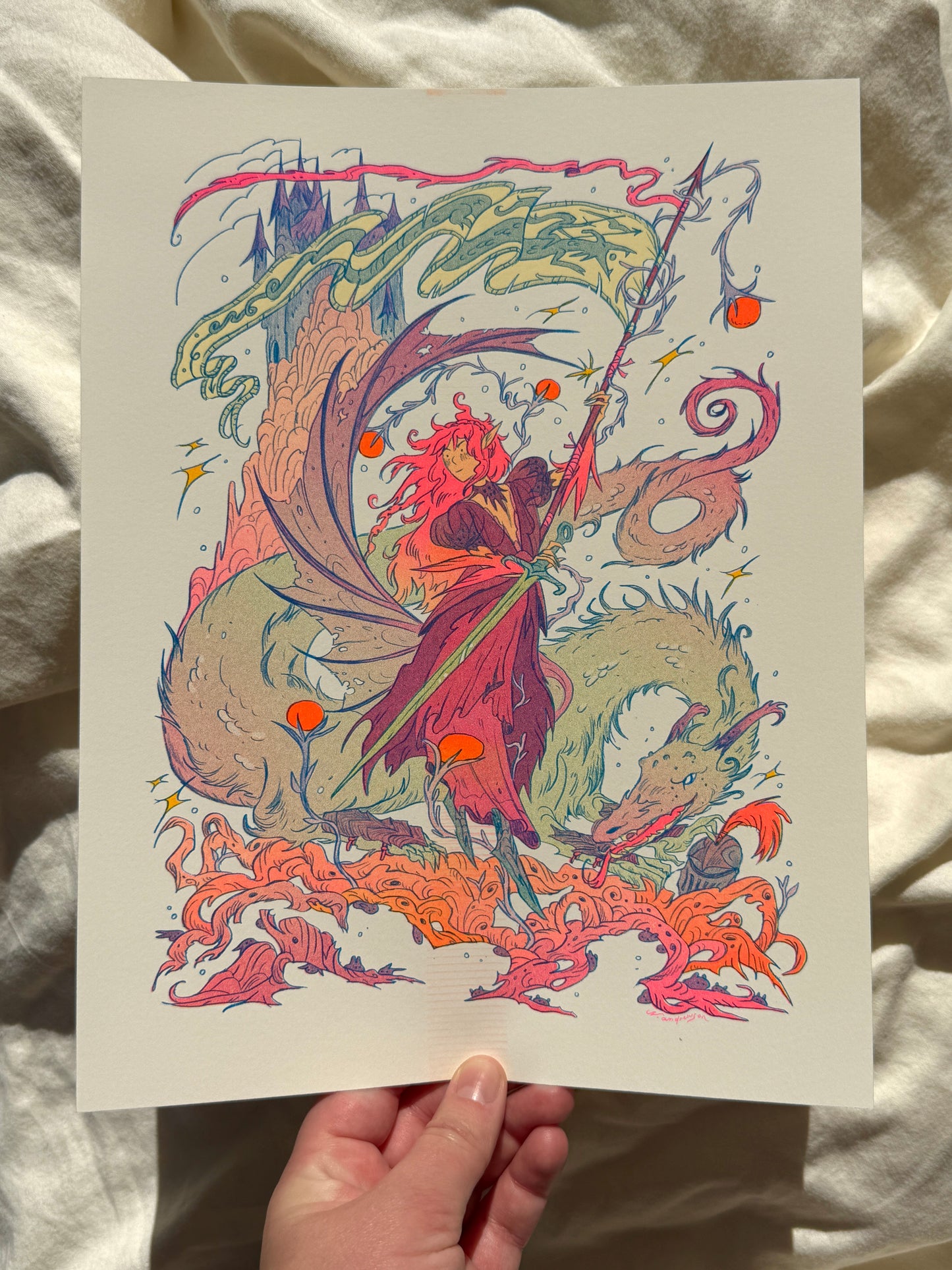 Dragon Warrior Riso Print