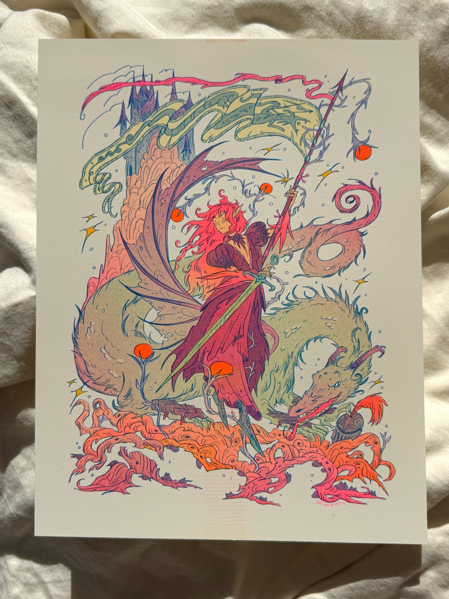 Dragon Warrior Riso Print