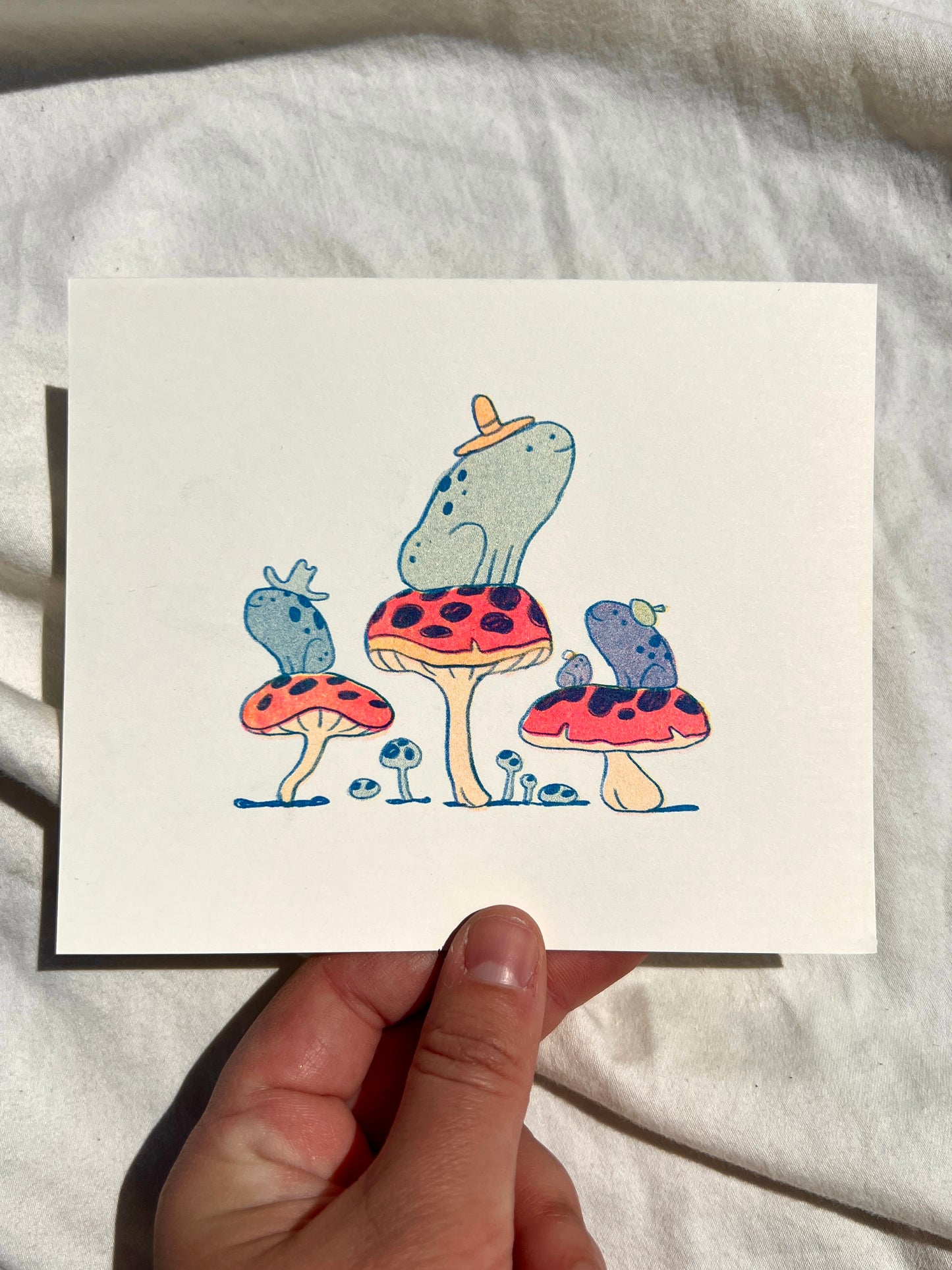 Frog Friends - Small Riso Print