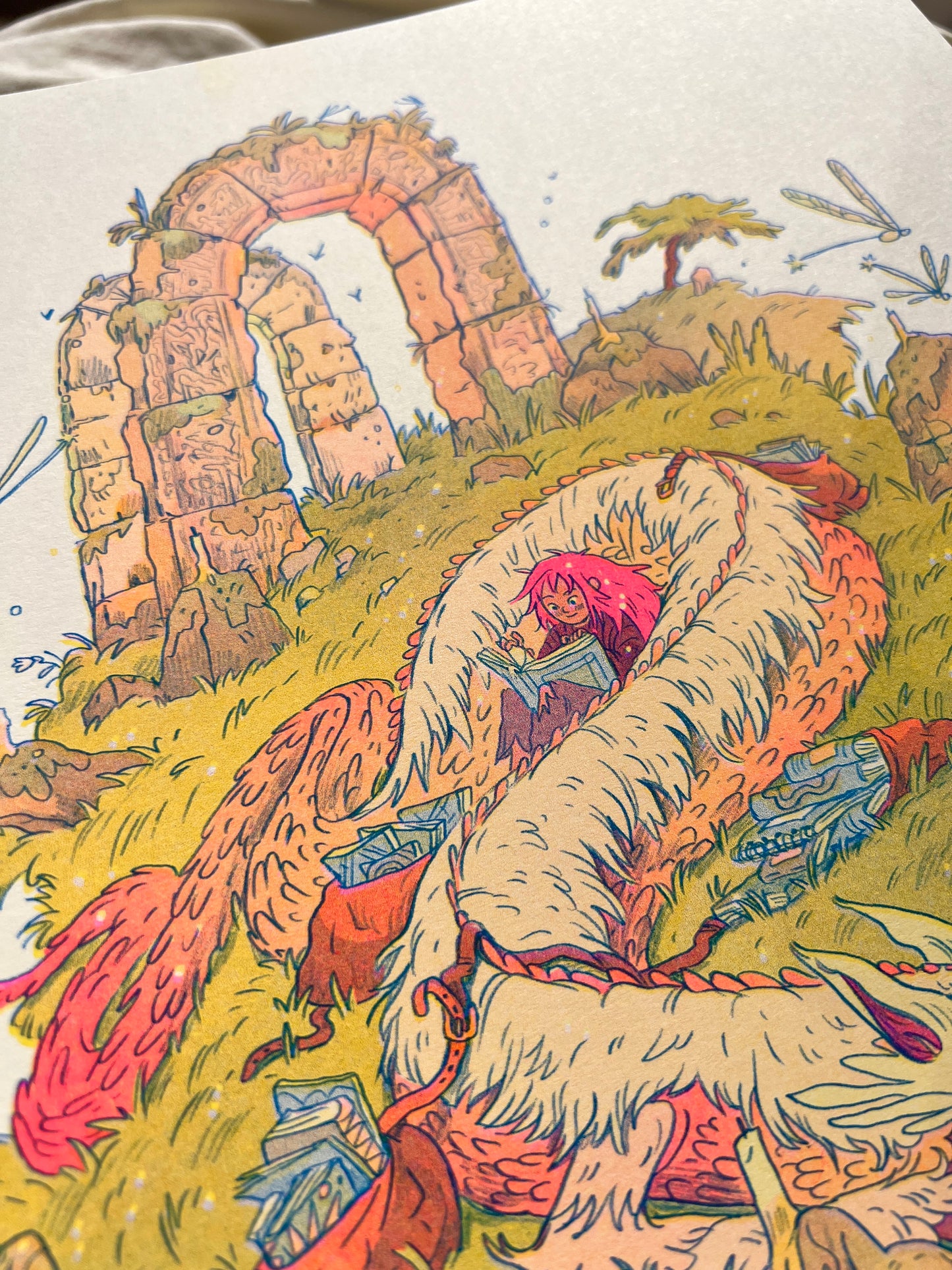 The Book Dragon - Large Riso Print