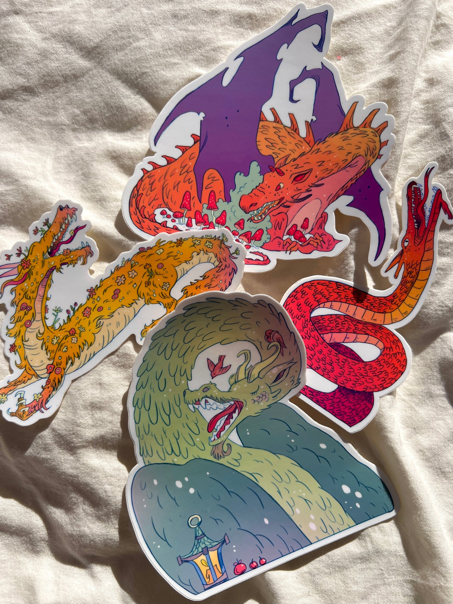 Large Dragon Sticker Set of Four