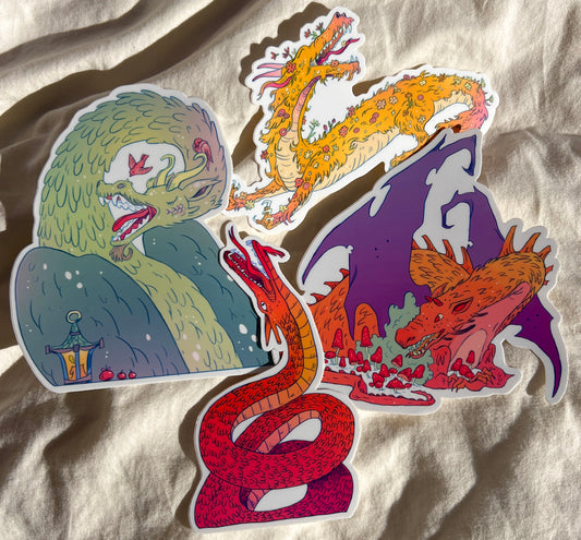 Large Dragon Sticker Set of Four