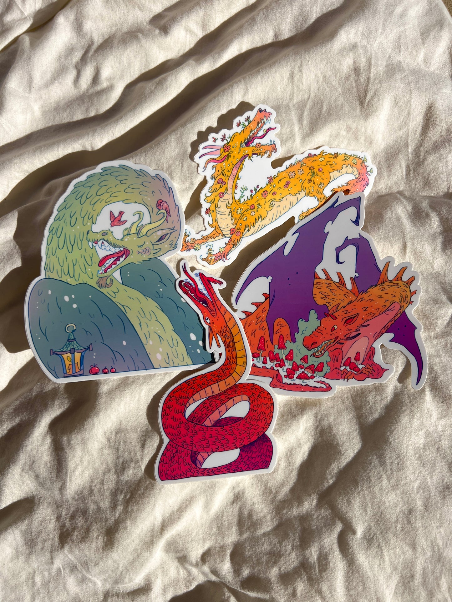 Large Dragon Sticker Set of Four