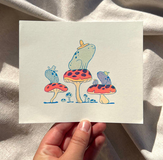 Frog Friends - Small Riso Print