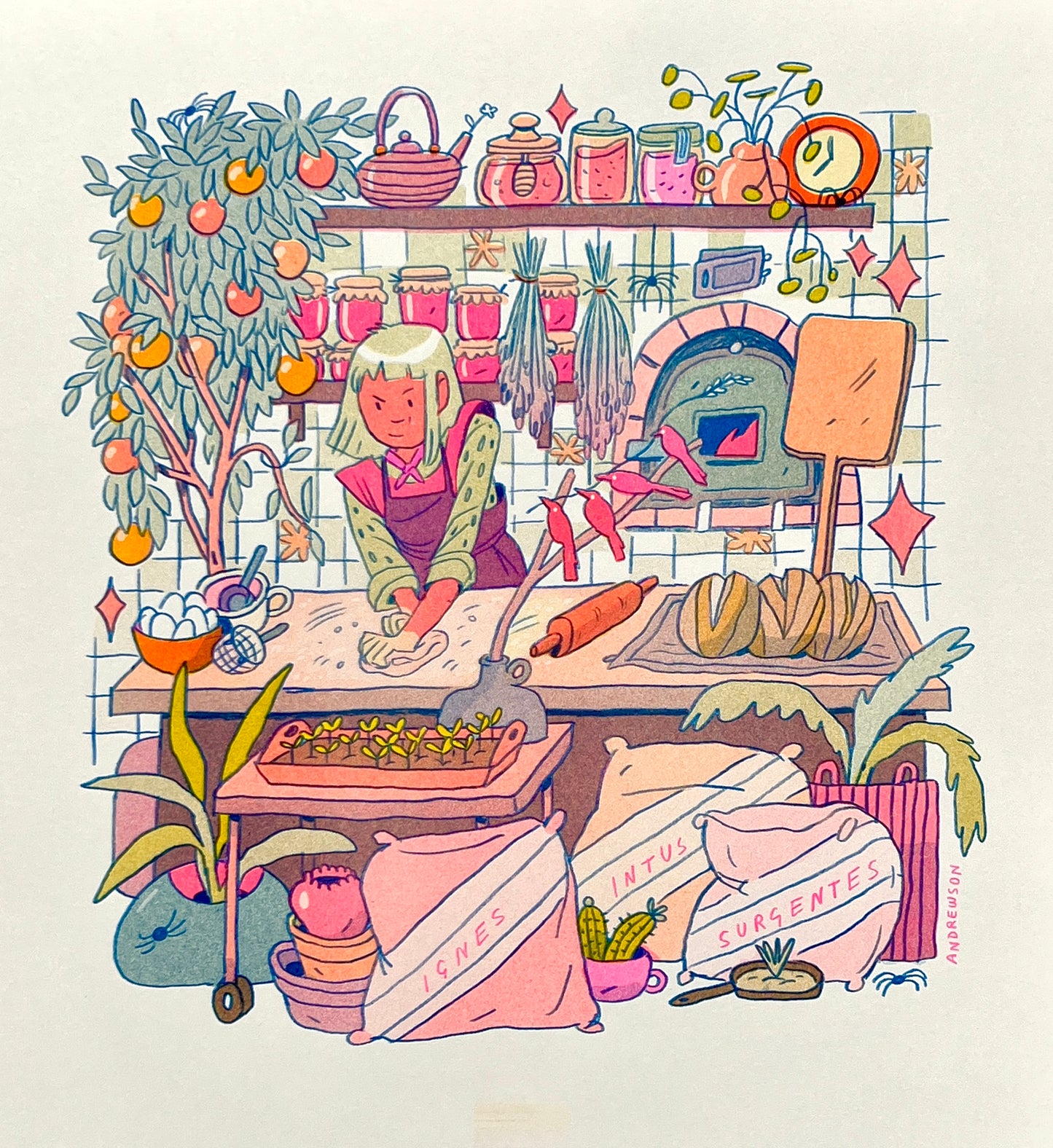 The Baker - Large Riso Print