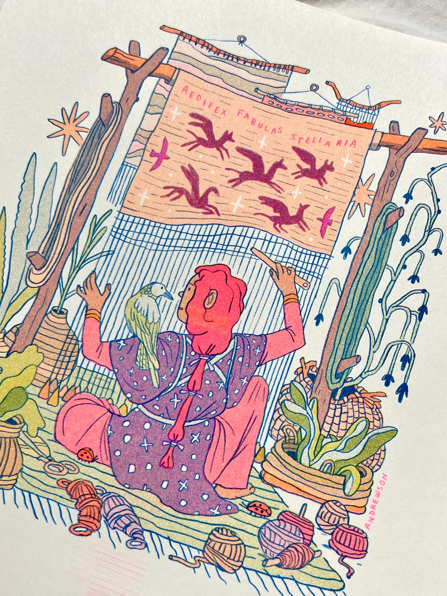 The Weaver: Builder of Star Stories - Riso Print