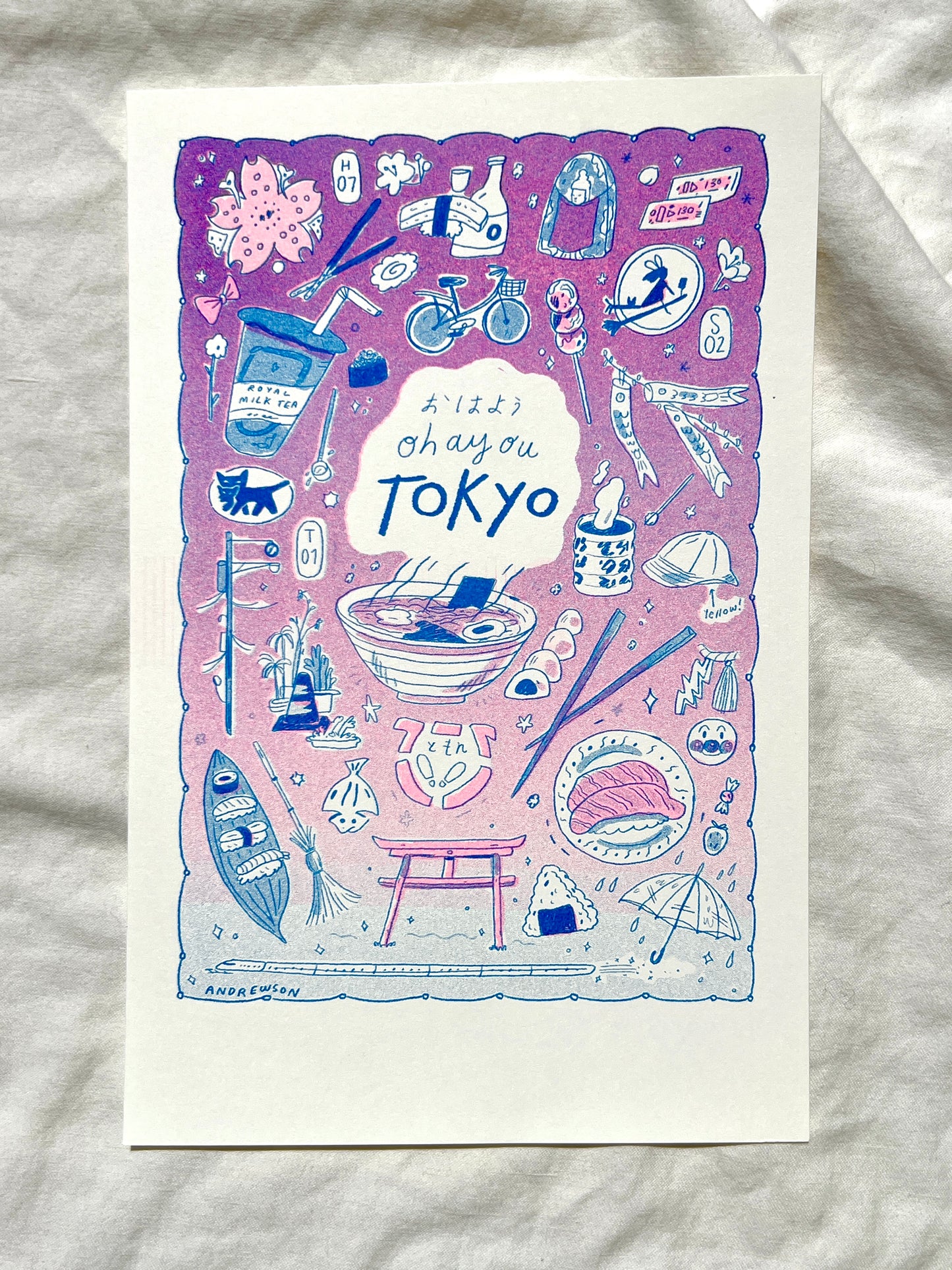 Travel Card Series Tokyo -Small Riso Print