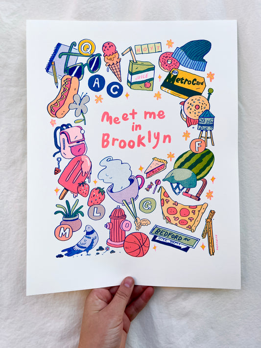 Meet Me In Brooklyn Large Riso Print