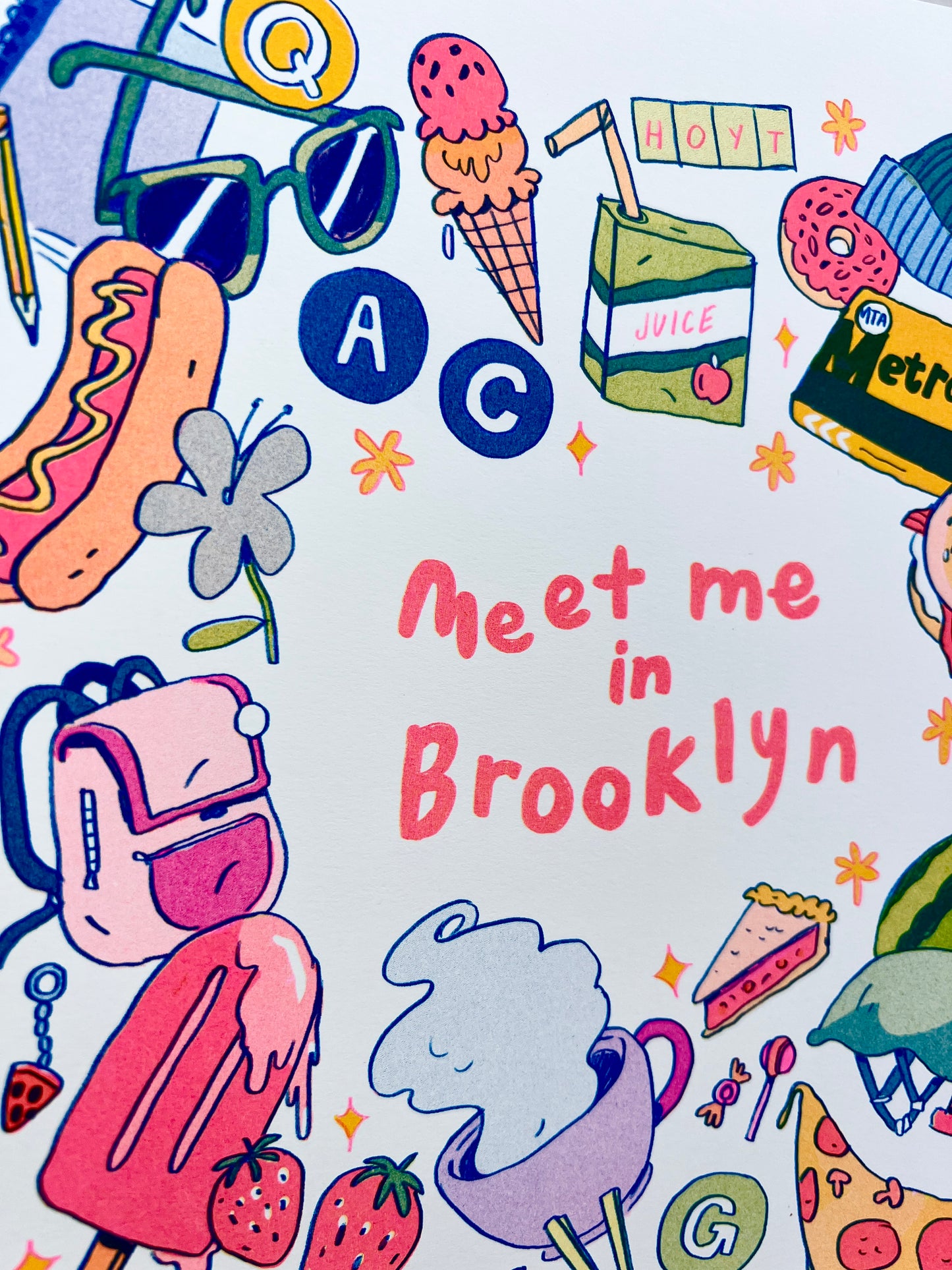 Meet Me In Brooklyn Large Riso Print