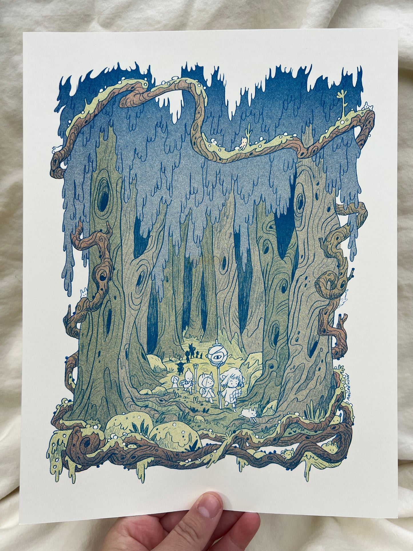 Into The Crooked Woods Small Riso Print