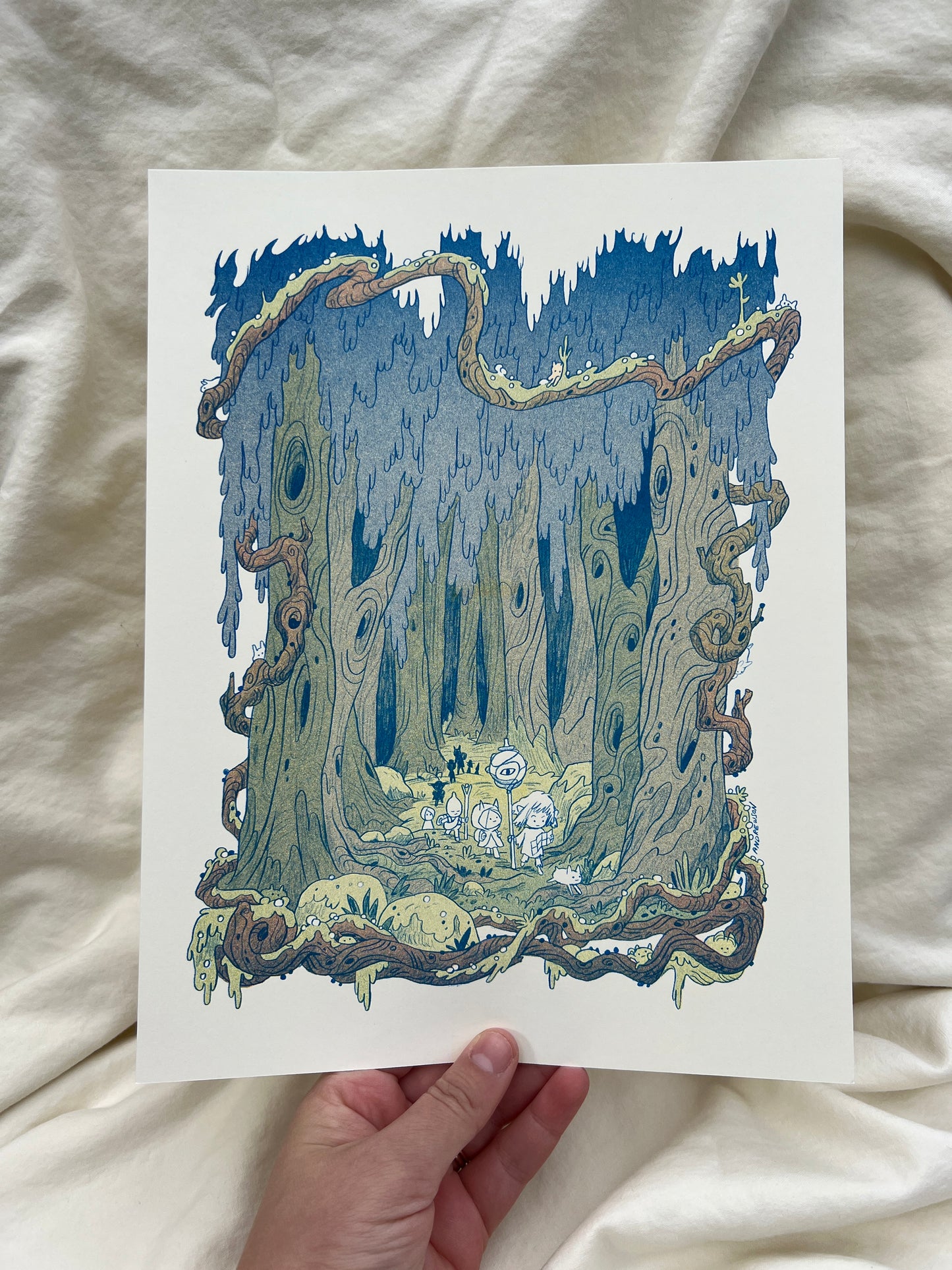 Into The Crooked Woods Small Riso Print