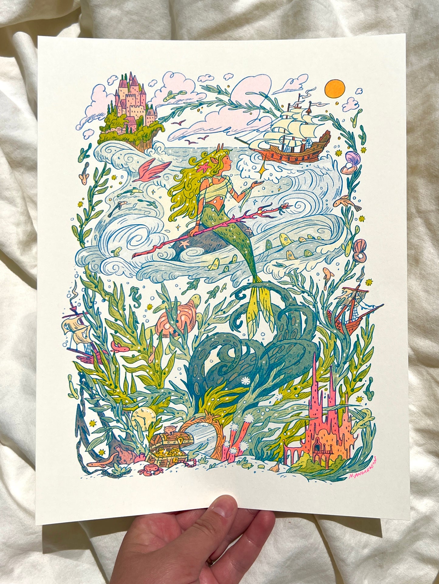 The Little Mermaid Riso Print