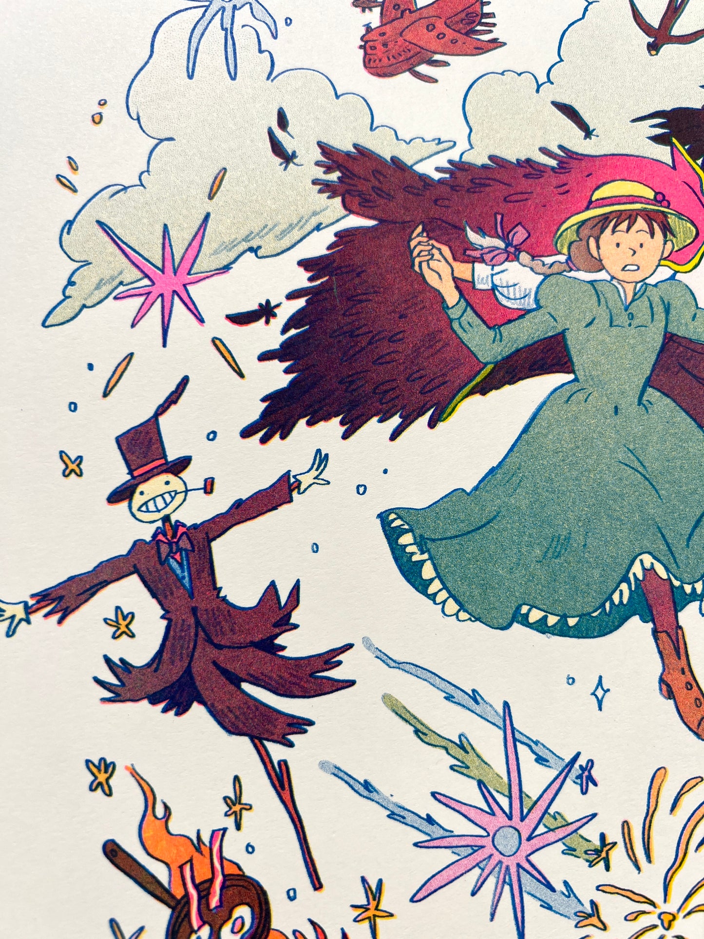 Howl's Moving Castle Large Riso Print