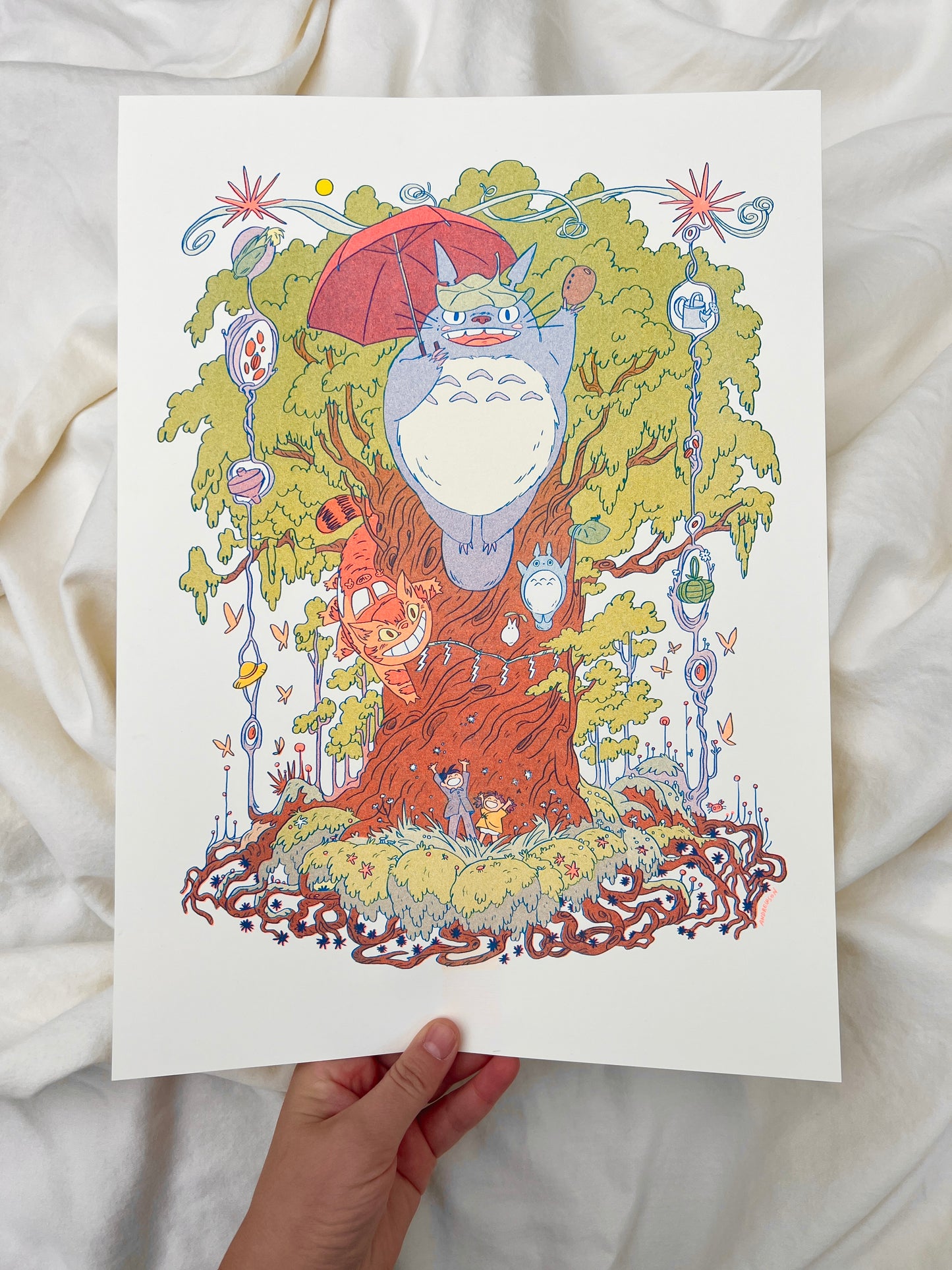 Totoro Large Riso Print