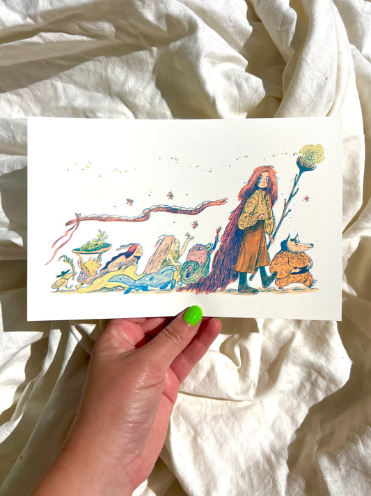 Procession ~ Small Riso Print