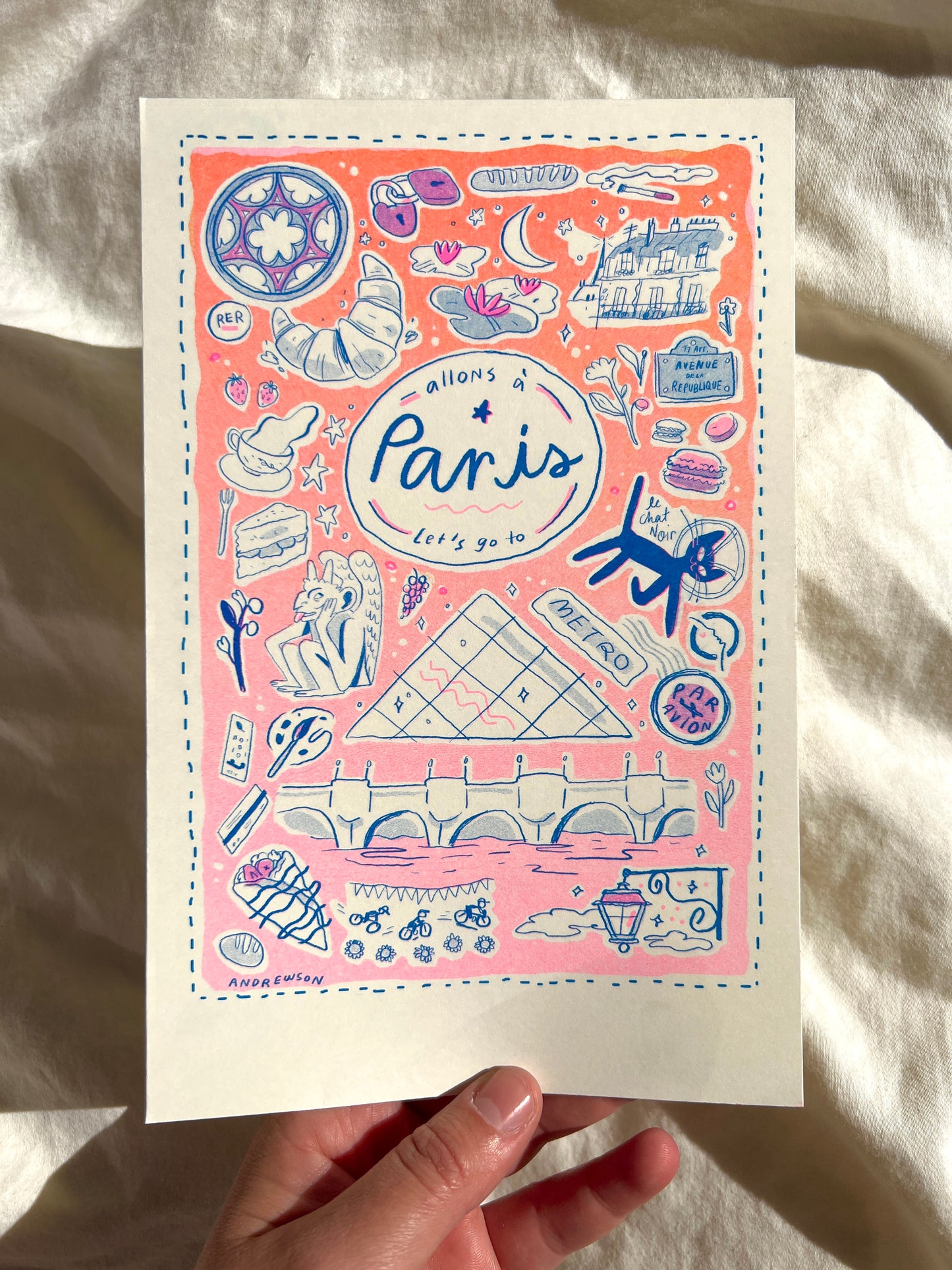 Travel Card Series Paris -Small Riso Print