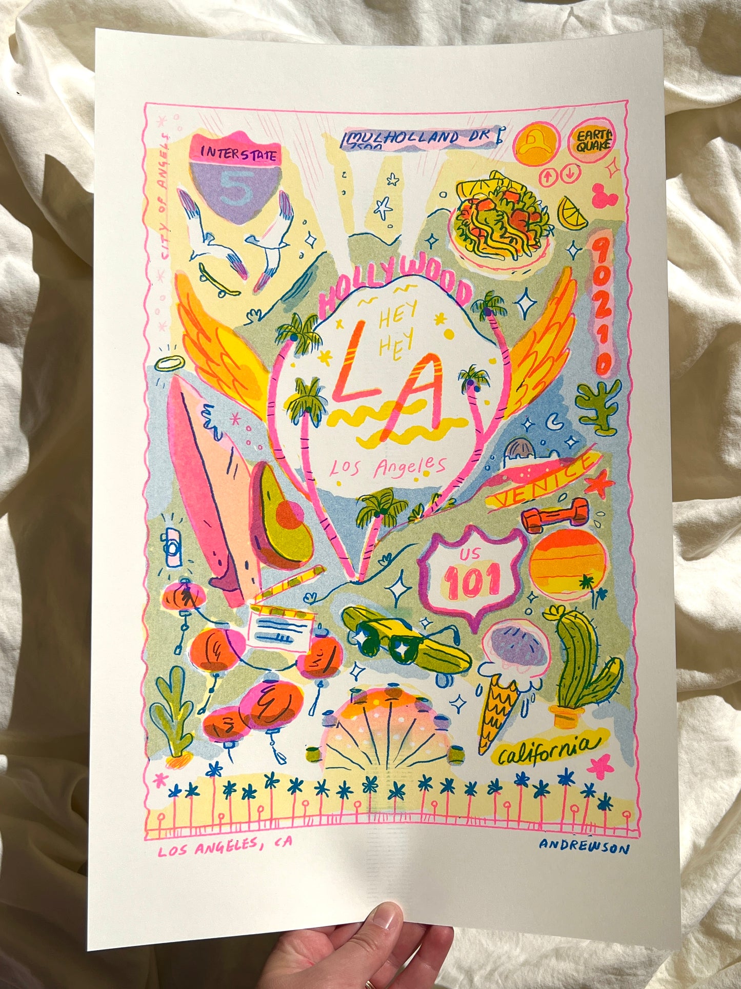 Travel Card Series LA - Large Riso Print