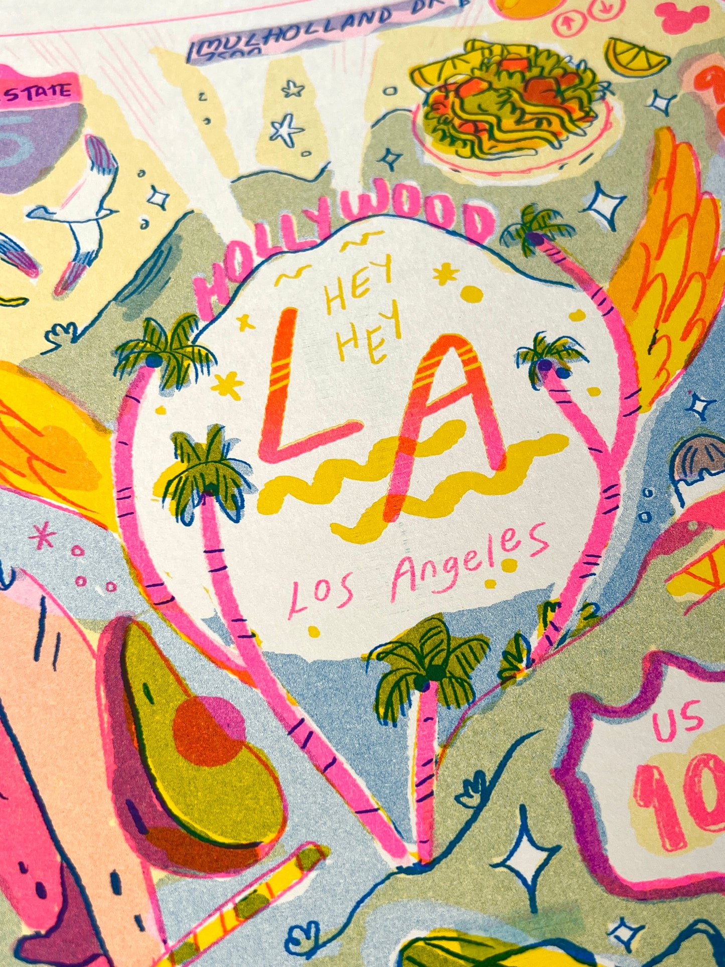 Travel Card Series LA - Large Riso Print