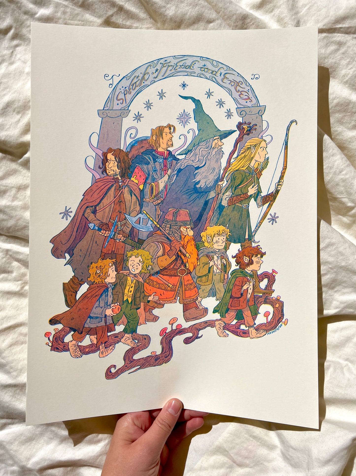 Lord of the Rings, Fellowship Large Riso Print