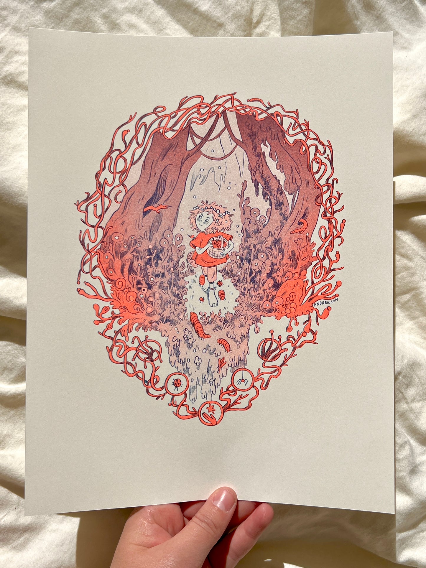 Orange Bug Queen Riso Print