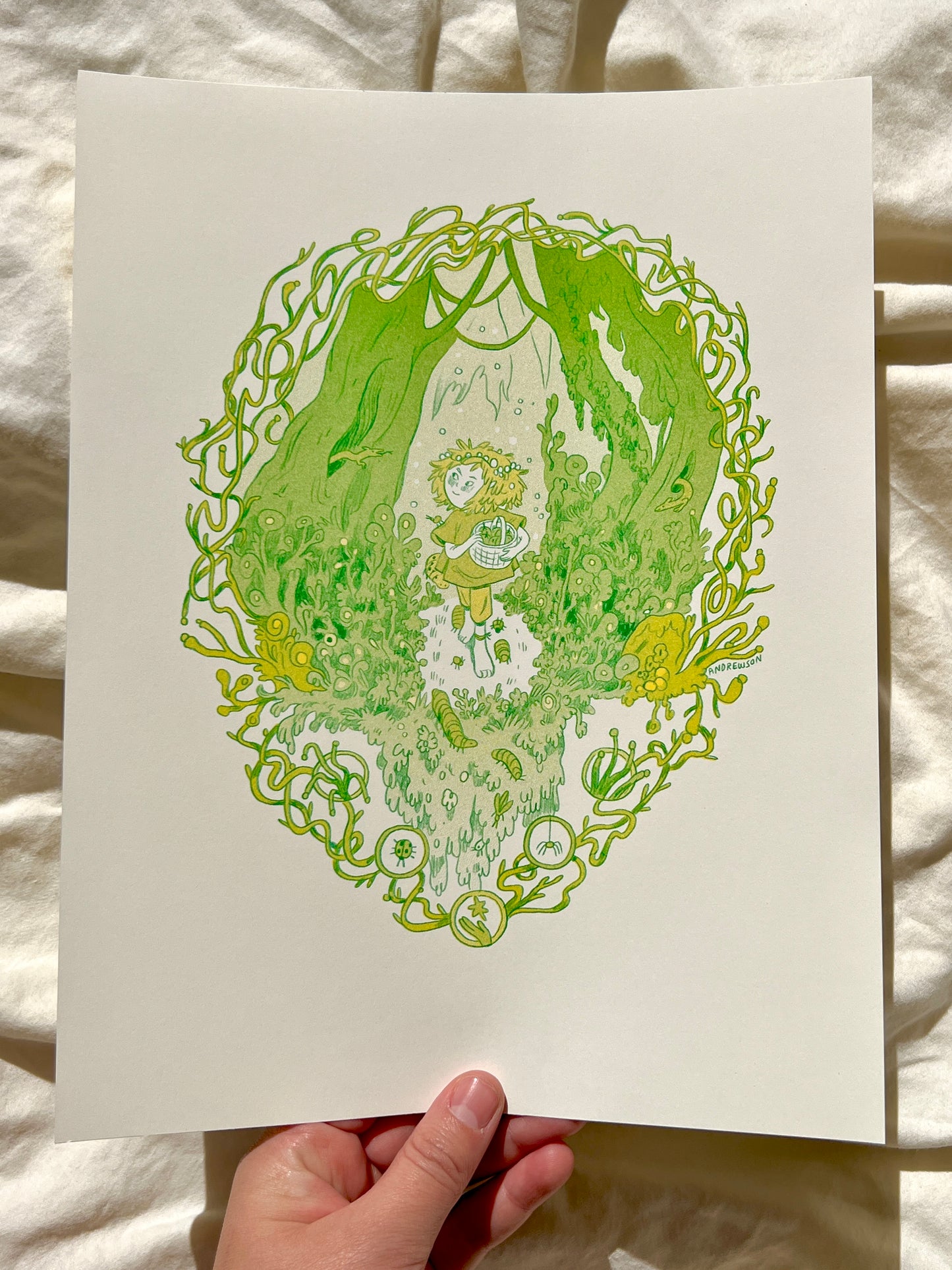 Bug Queen Green Riso Print