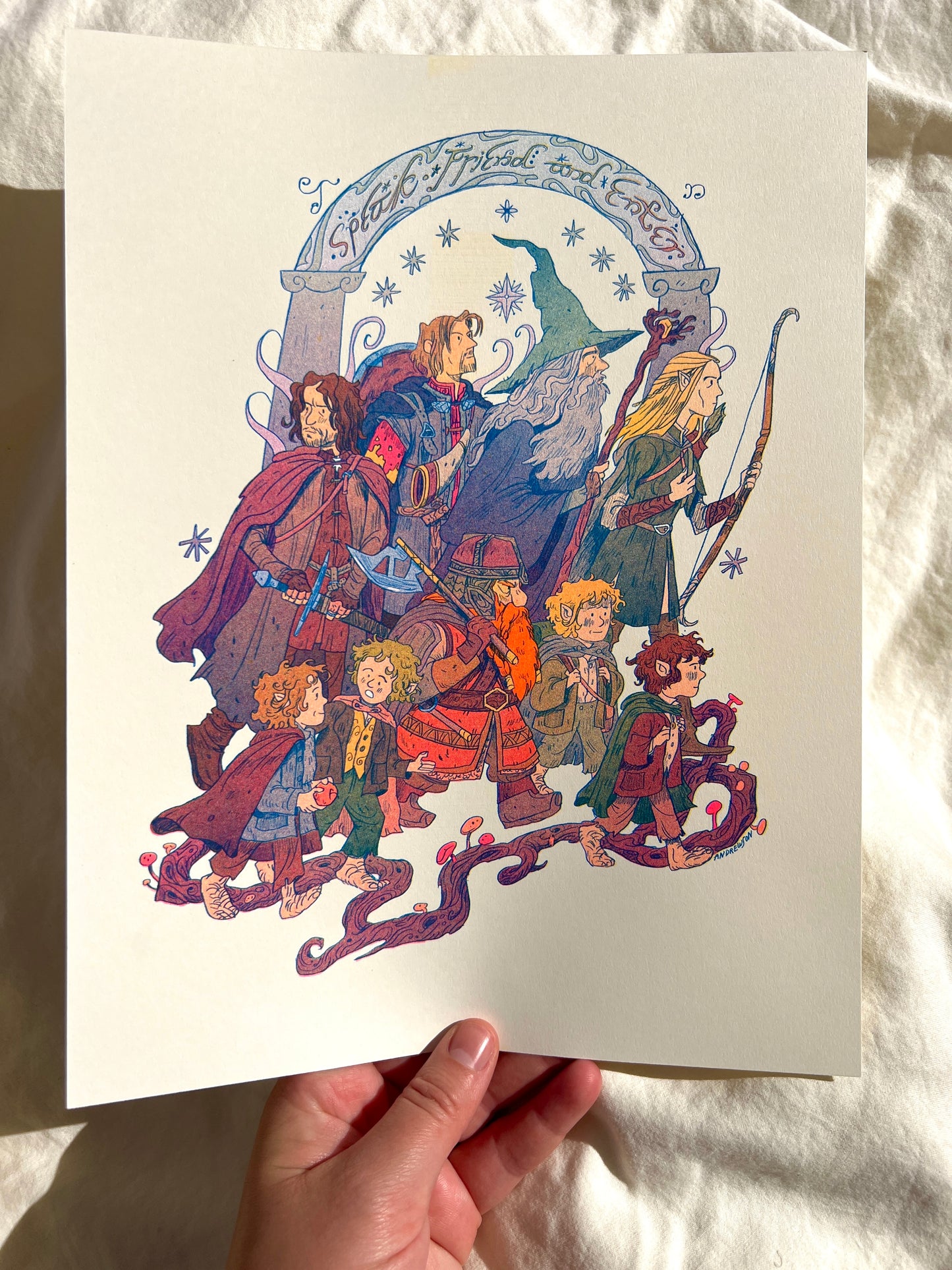 Lord of the Rings, Fellowship Print - Small Riso Print