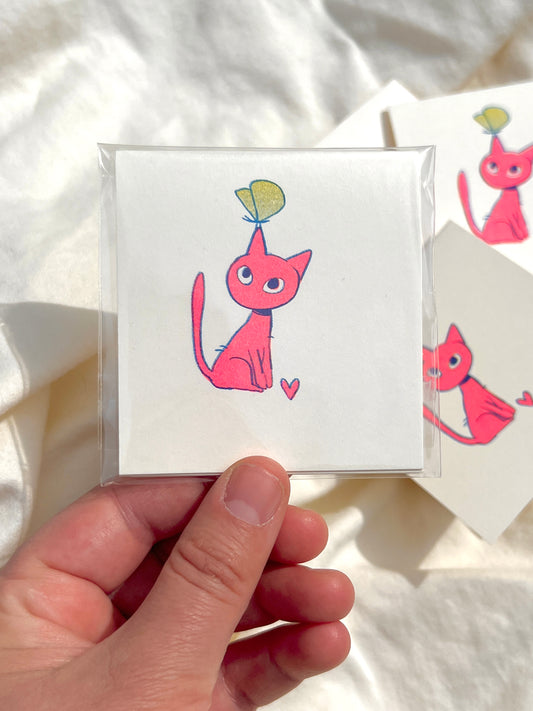 Little Cat Love - Riso Card - set of 3