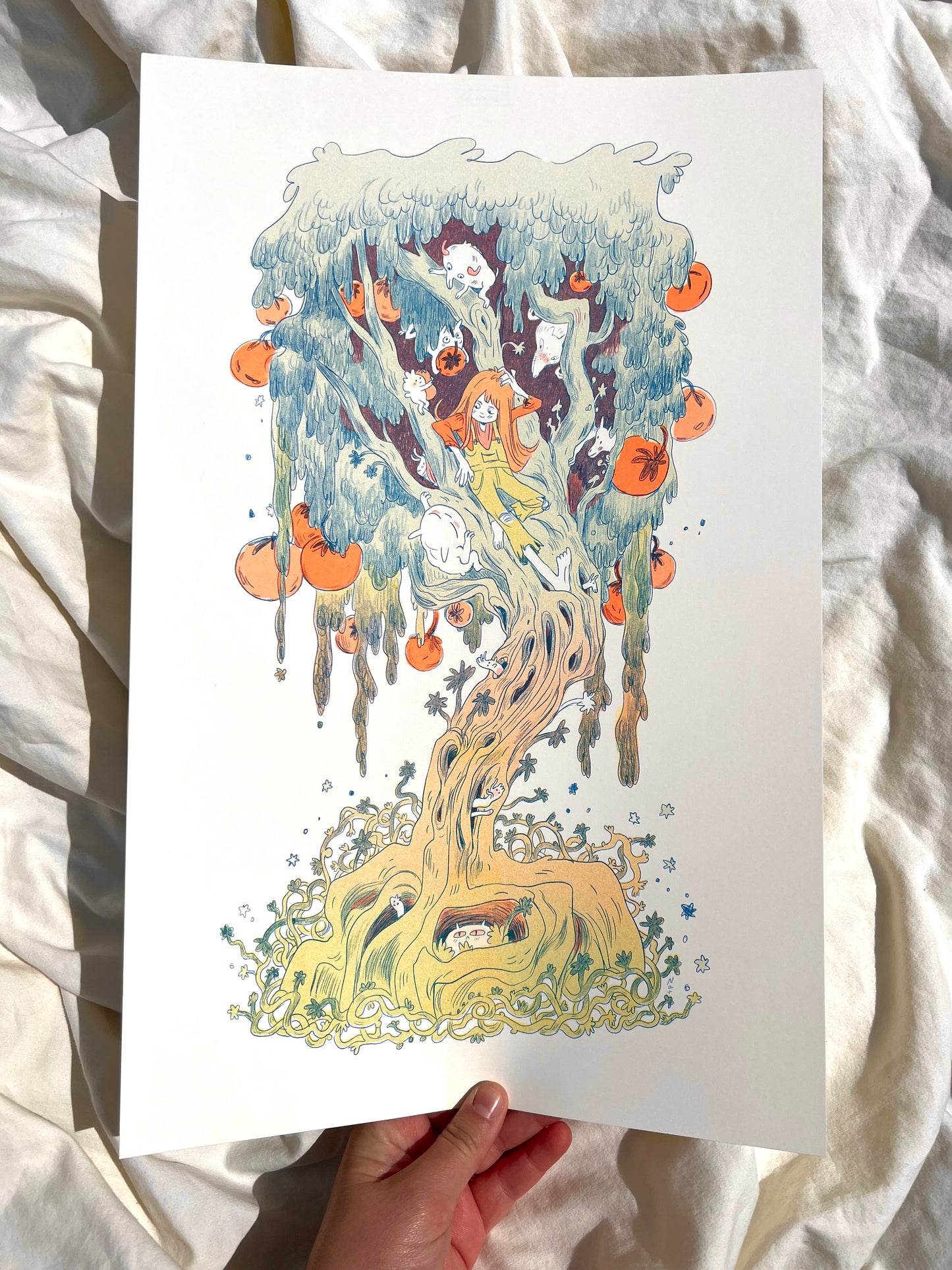 Magical Orange Tree Large Riso Print