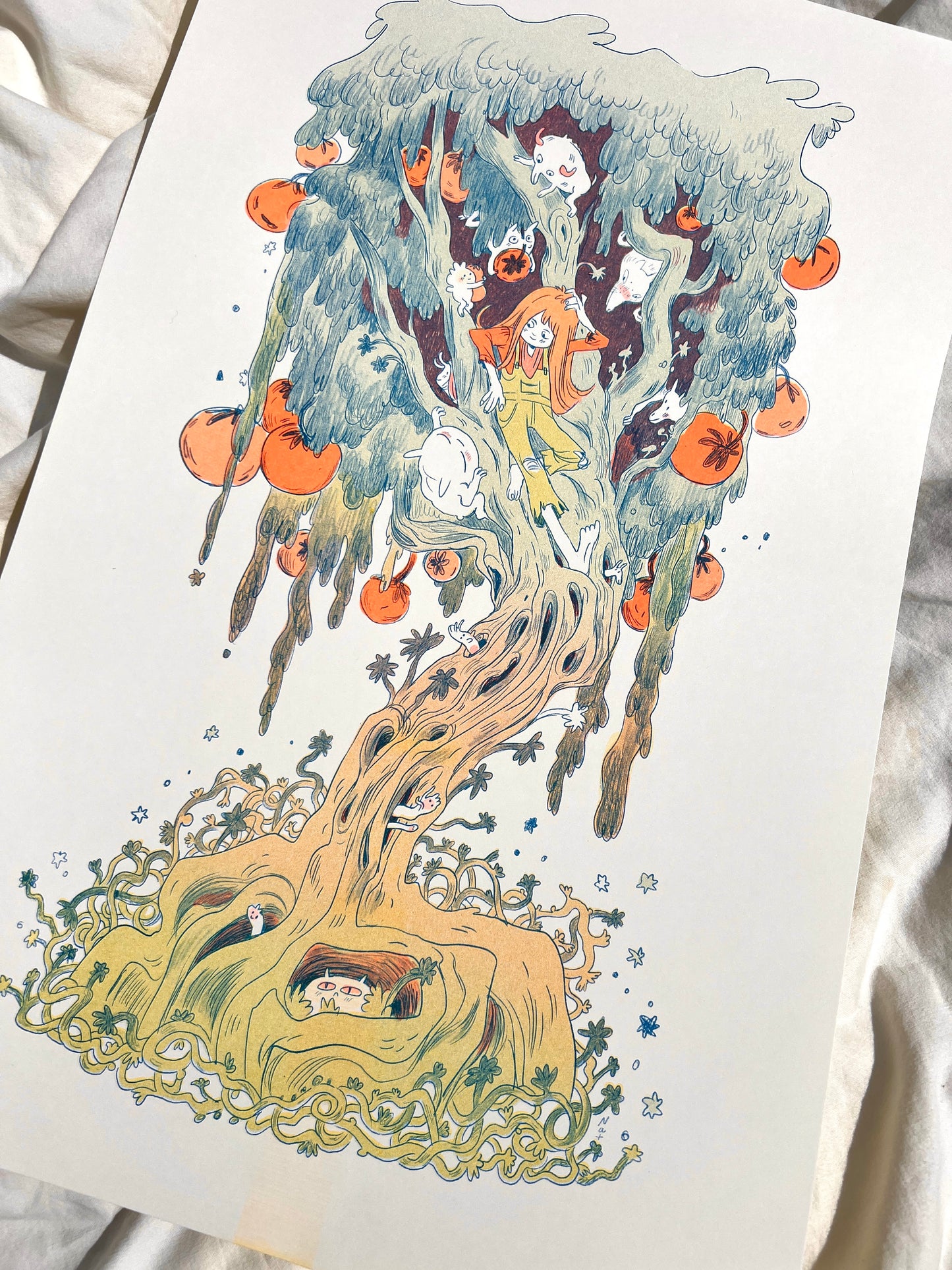 Magical Orange Tree Large Riso Print