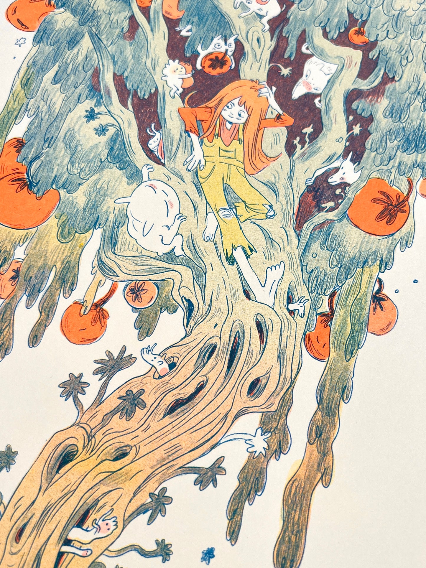 Magical Orange Tree Large Riso Print