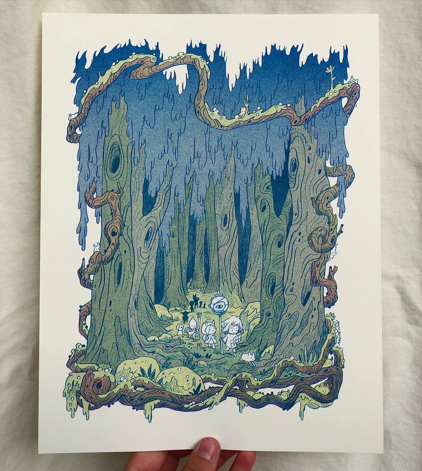 Crooked Woods Large Riso Print