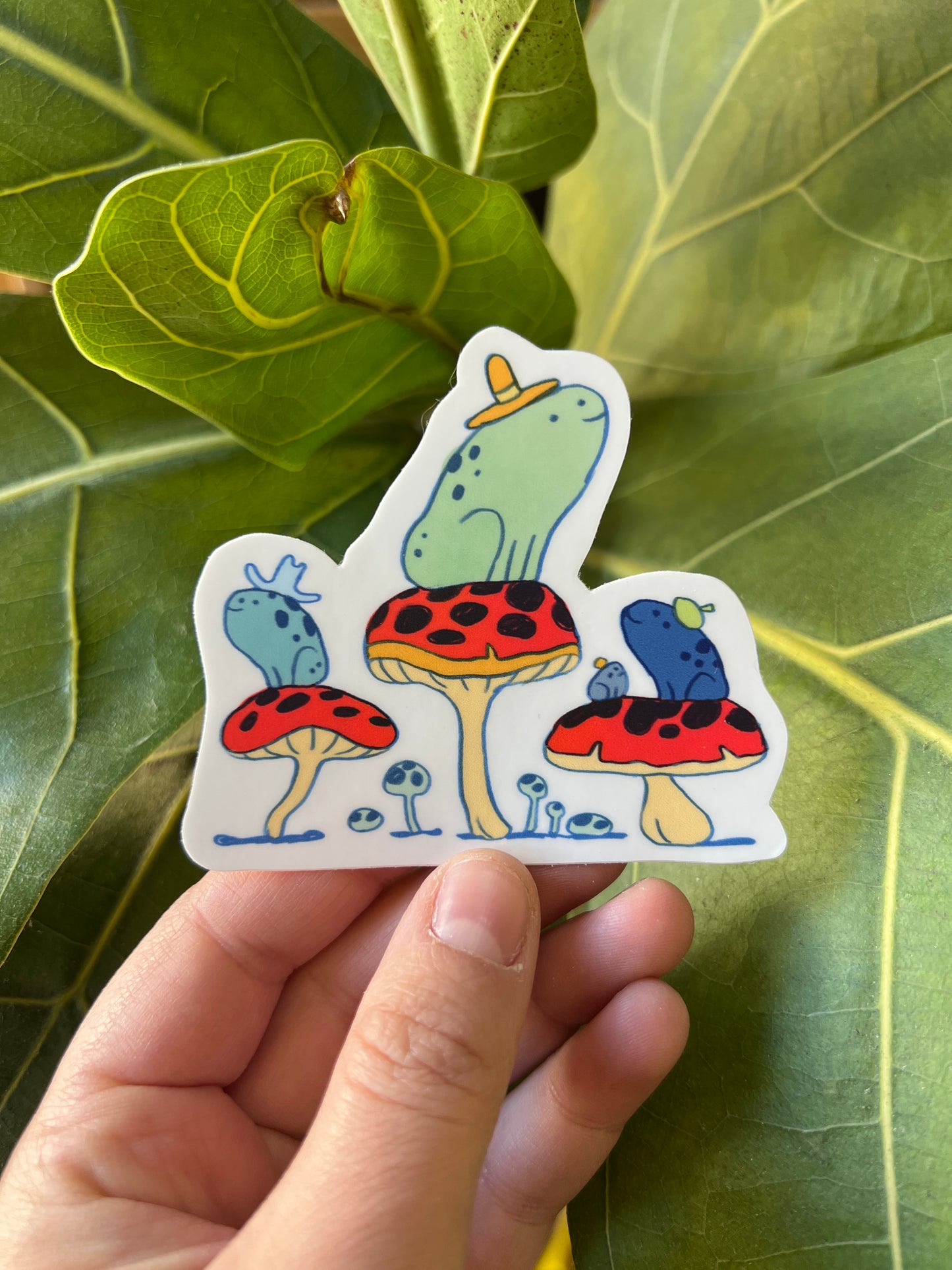 Frog Friends with Hats Sticker